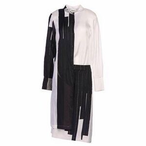 DKNY Patchwork Silk Black and White Women's Dress